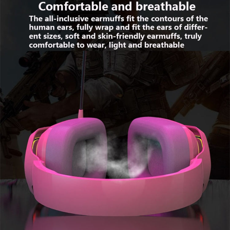 Rynx | Ajazz AX368 Computer Game Audio Recognition RGB Headset 7.1 Channel Version (Pink)