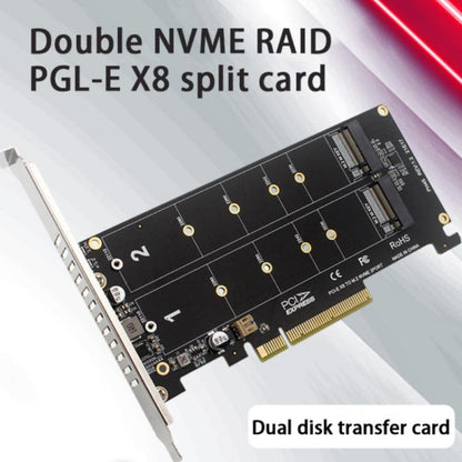 Rynx | PCI-E X8 Double Disk Transfer Card NVME M.2 MKEY SSD RAID Array Expansion Adapter(PH45)