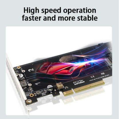 Rynx | PCI-E X8 Double Disk Transfer Card NVME M.2 MKEY SSD RAID Array Expansion Adapter(PH45)