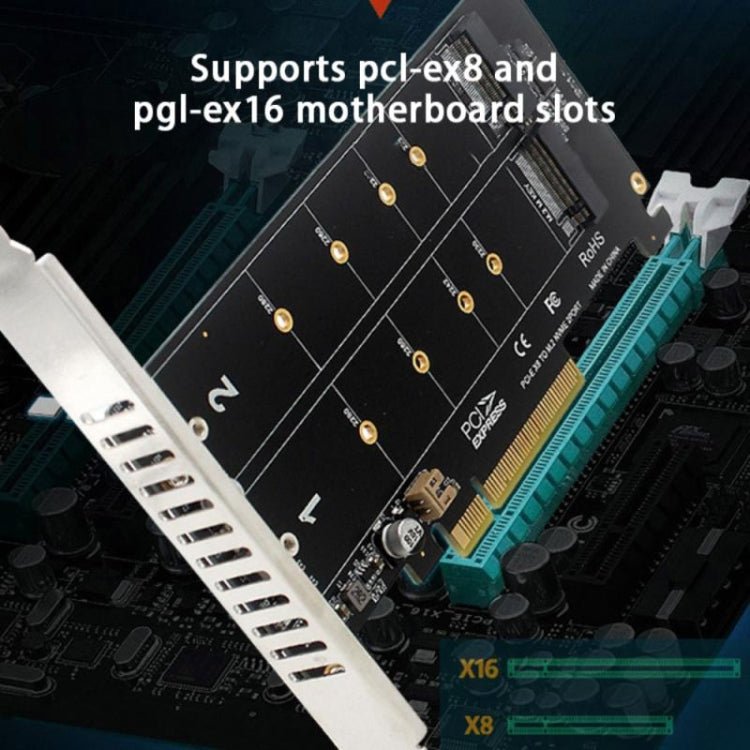 Rynx | PCI-E X8 Double Disk Transfer Card NVME M.2 MKEY SSD RAID Array Expansion Adapter(PH45)