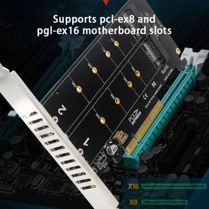 Rynx | PCI-E X8 Double Disk Transfer Card NVME M.2 MKEY SSD RAID Array Expansion Adapter(PH45)