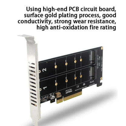 Rynx | PCI-E X8 Double Disk Transfer Card NVME M.2 MKEY SSD RAID Array Expansion Adapter(PH45)