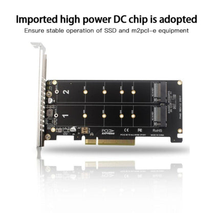 Rynx | PCI-E X8 Double Disk Transfer Card NVME M.2 MKEY SSD RAID Array Expansion Adapter(PH45)