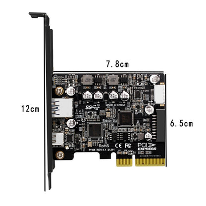 Rynx | PCIE 3.0 to USB 3.2 expansion card Type-C port front Type-E expansion riser card (PH68)