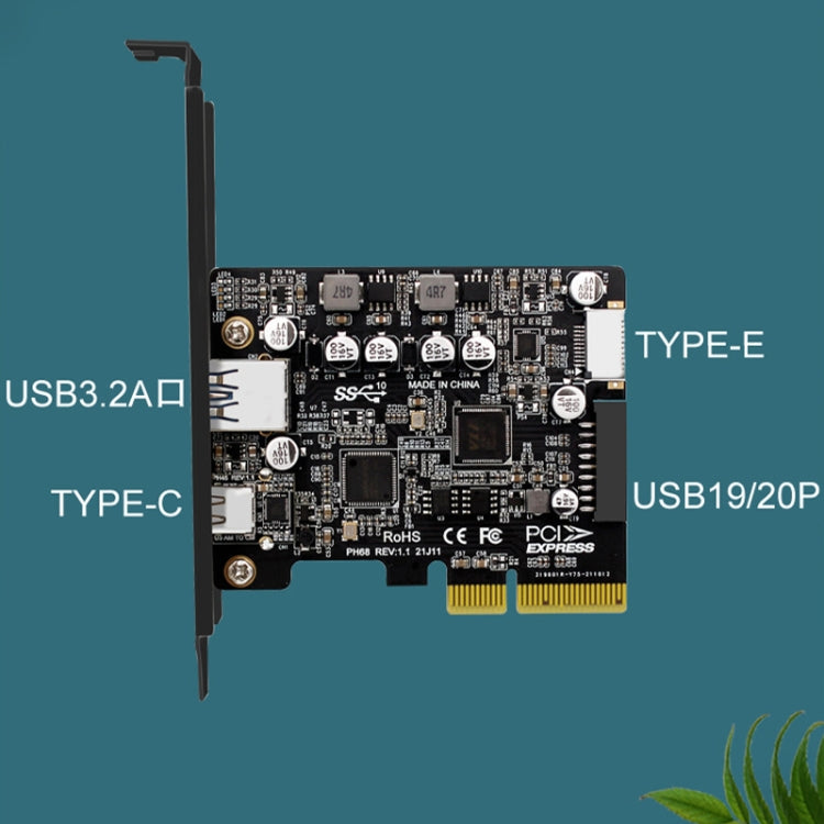 Rynx | PCIE 3.0 to USB 3.2 expansion card Type-C port front Type-E expansion riser card (PH68)