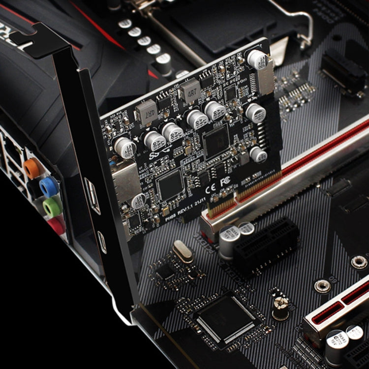 Rynx | PCIE 3.0 to USB 3.2 expansion card Type-C port front Type-E expansion riser card (PH68)