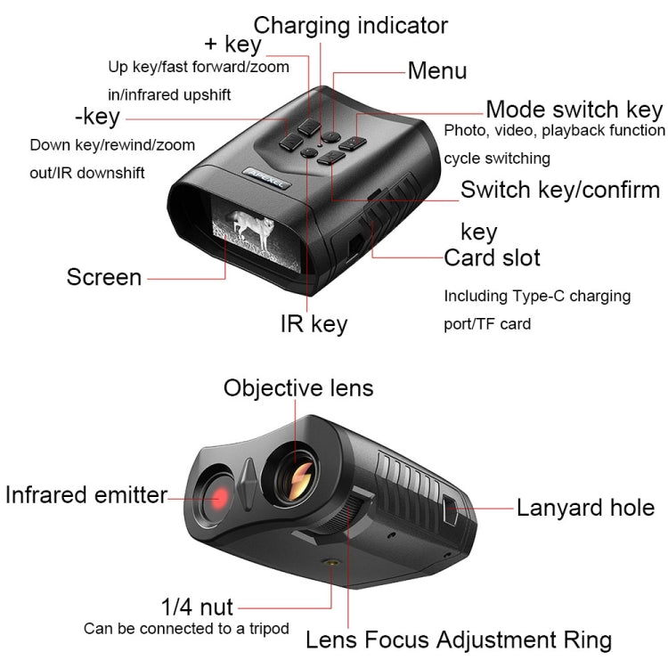 Rynx | APEXEL 3-inch LCD HD Screen Photo Video Portable Binoculars Digital Infrared Night Vision Device(APL-NV009)