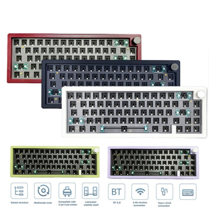 Rynx | 67 Keys Three-Mode Customized DIY With Knob Mechanical Keyboard Kit Supports Hot Plug RGB Backlight, Color: White