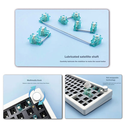Rynx | 67 Keys Three-Mode Customized DIY With Knob Mechanical Keyboard Kit Supports Hot Plug RGB Backlight, Color: White