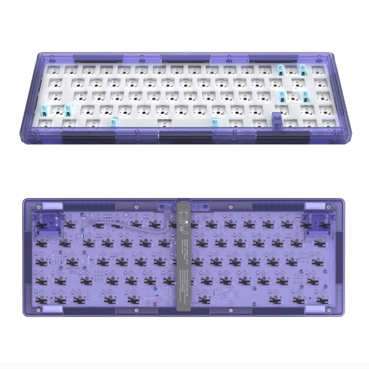 Rynx | Hot Swap Wave Wired RGB Backlight Custom Mechanical Keyboard Kit (Purple Transparent)