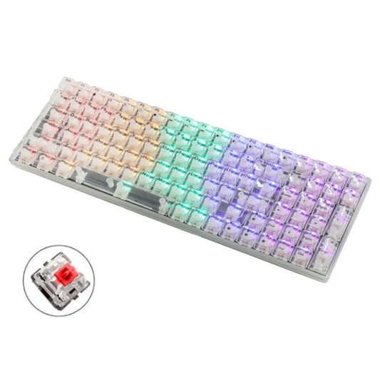 Rynx | 100 keys customized gaming wired mechanical keyboard transparent keycaps red switch (white)