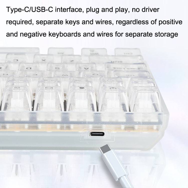 Rynx | 100 keys customized gaming wired mechanical keyboard transparent keycaps red switch (white)