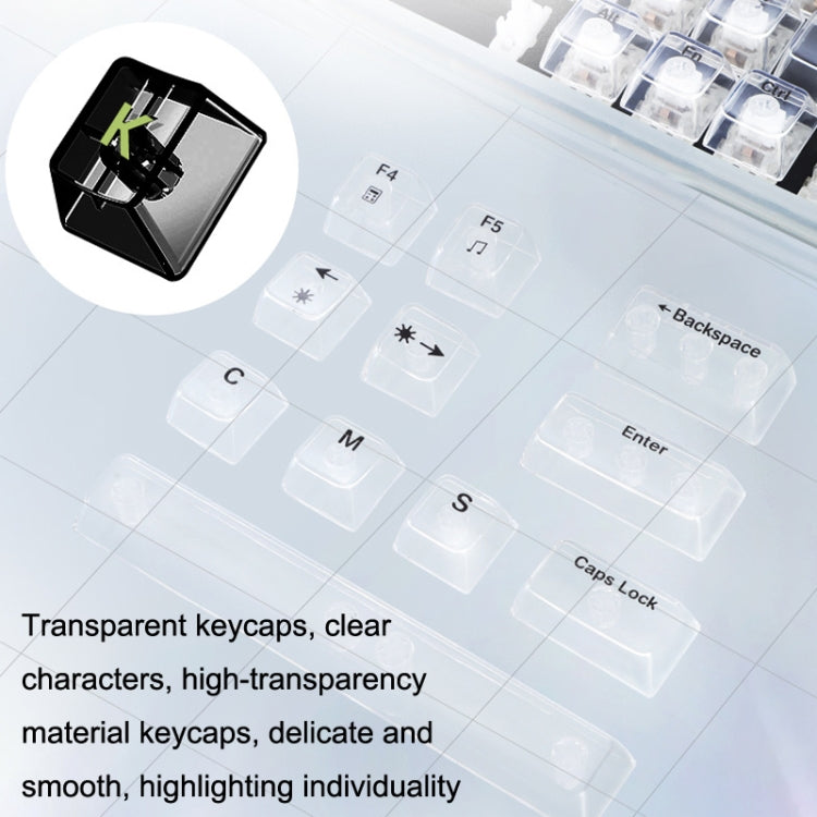 Rynx | 100 keys customized gaming wired mechanical keyboard transparent keycaps red switch (white)
