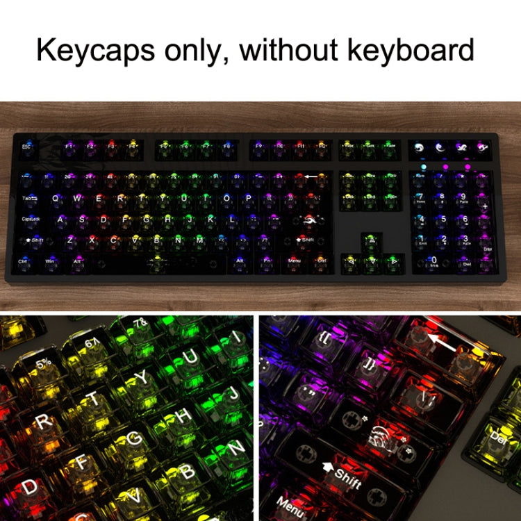 Rynx | 132 Keys DIY Customized Mechanical Keyboard Universal Transparent Crystal Keycaps Black Transparent White Letters