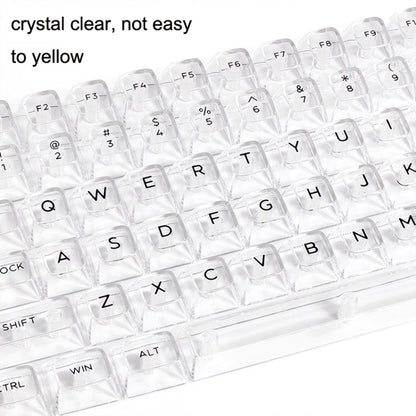 Rynx | 132 Keys DIY Customized Mechanical Keyboard Universal Transparent Crystal Keycaps Black Transparent White Letters