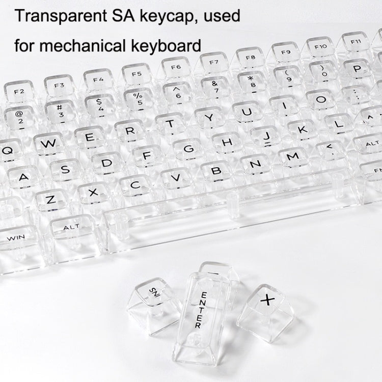Rynx | 132 Keys DIY Customized Mechanical Keyboard Universal Transparent Crystal Keycaps Black Transparent White Letters