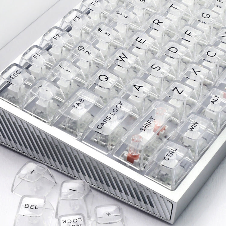Rynx | 132 Keys DIY Customized Mechanical Keyboard Universal Transparent Crystal Keycaps Black Transparent White Letters