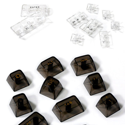 Rynx | 132 Keys DIY Customized Mechanical Keyboard Universal Transparent Crystal Keycaps Black Transparent White Letters