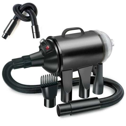 2100W Dog Dryer Stepless Speed Pet Hair Dryer With Vacuum 220V EU Plug (Pure Black)
