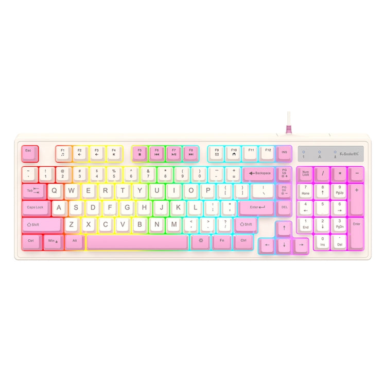 Rynx | K-Snake Wired E-Sports Keyboard Mouse Mechanical Feel 98 Keys Desktop Computer Laptop Keyboard, Style: Single Keyboard (Pink)