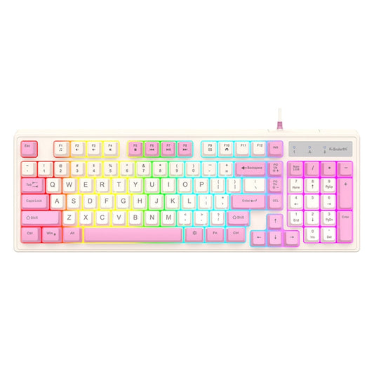 Rynx | K-Snake Wired E-Sports Keyboard Mouse Mechanical Feel 98 Keys Desktop Computer Laptop Keyboard, Style: Single Keyboard (Pink)