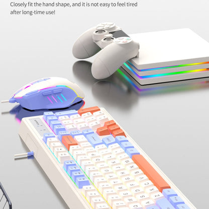 Rynx | K-Snake Wired E-Sports Keyboard Mouse Mechanical Feel 98 Keys Desktop Computer Notebook Keyboard, Style: Keyboard+Mouse (Gray)