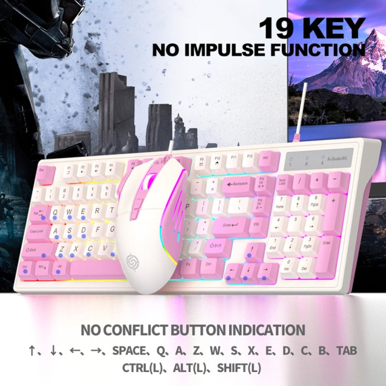 Rynx | K-Snake Wired E-Sports Keyboard Mouse Mechanical Feel 98 Keys Desktop Computer Laptop Keyboard, Style: Single Keyboard (Pink)