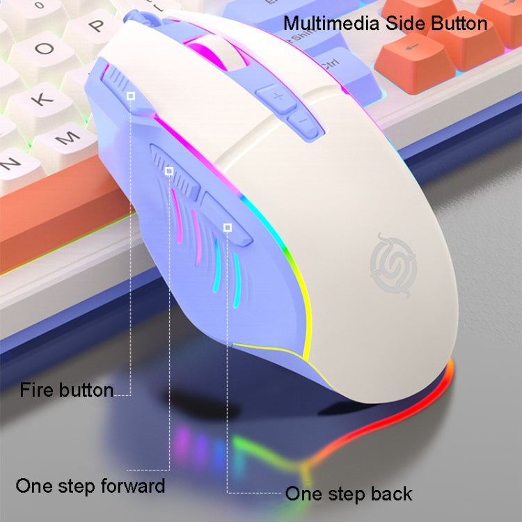 Rynx | K-Snake Wired E-Sports Keyboard Mouse Mechanical Feel 98 Keys Desktop Computer Laptop Keyboard, Style: Single Keyboard (Pink)