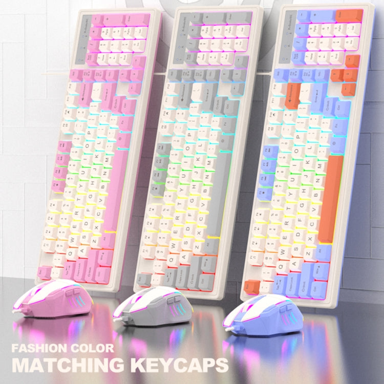 Rynx | K-Snake Wired E-Sports Keyboard Mouse Mechanical Feel 98 Keys Desktop Computer Laptop Keyboard, Style: Single Keyboard (Pink)