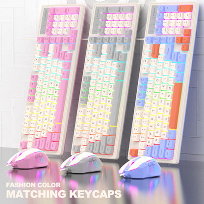 Rynx | K-Snake Wired E-Sports Keyboard Mouse Mechanical Feel 98 Keys Desktop Computer Laptop Keyboard, Style: Single Keyboard (Pink)