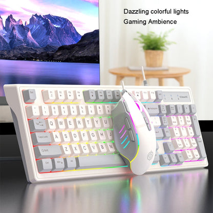 Rynx | K-Snake Wired E-Sports Keyboard Mouse Mechanical Feel 98 Keys Desktop Computer Laptop Keyboard, Style: Single Keyboard (Pink)