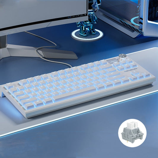 Rynx | LANGTU LT84 Mechanical Illuminated Keyboard, Style: Wired Single Mode Silver Gray Shaft (White)