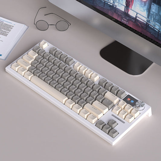 Rynx | LANGTU LT84 Mechanical Backlit Keyboard, Style: Wireless Tri-Mode RGB Sea-Air Axis Pro ( White )