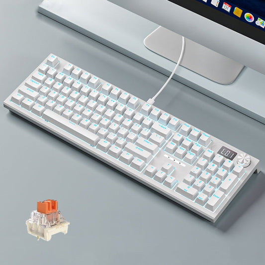 Rynx | LANGTU LT104 Mechanical Keyboard Backlight Display Flexible DIY Keyboard, Style: Wired Single Function Mode Gold Switch (White)