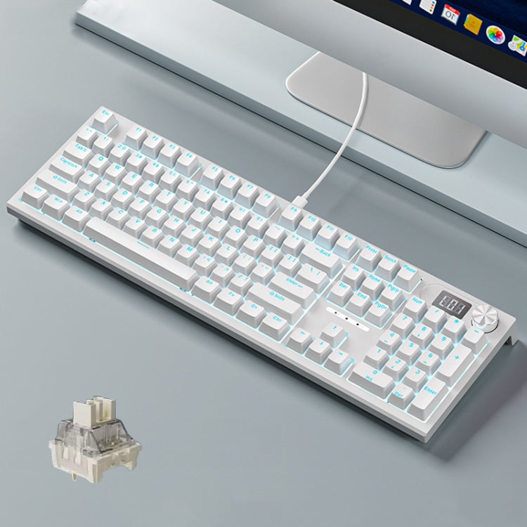 Rynx | LANGTU LT104 Mechanical Keyboard Backlight Display Flexible DIY Keyboard, Style: Wired Single Mode Silver Switch (White)