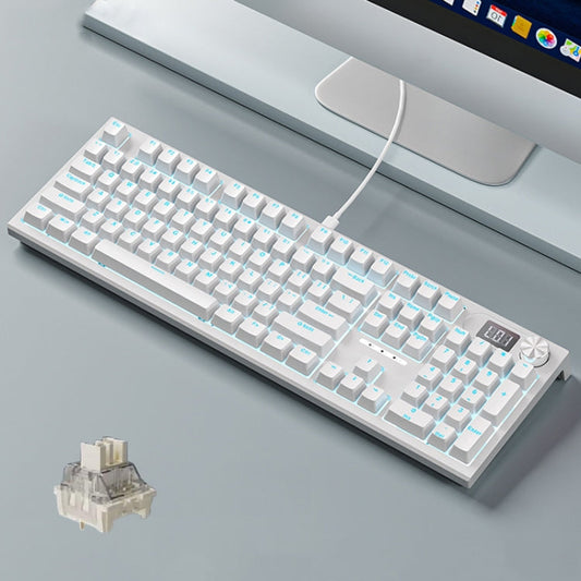 Rynx | LANGTU LT104 Mechanical Keyboard Backlight Display Flexible DIY Keyboard, Style: Wired Single Mode Silver Switch (White)