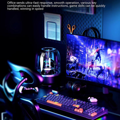 Rynx | LANGTU LT104 Mechanical Keyboard Backlight Display Flexible DIY Keyboard, Style: Wired Single Function Mode Gold Switch (White)