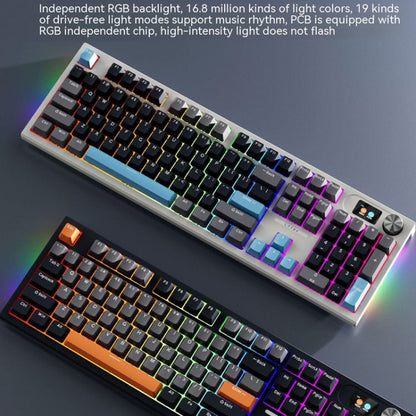 Rynx | LANGTU LT104 Mechanical Keyboard Backlight Display Flexible DIY Keyboard, Style: Wired Single Mode Silver Switch (White)