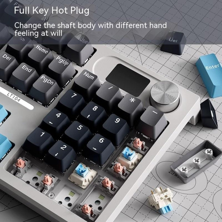 Rynx | LANGTU LT104 Mechanical Keyboard Backlight Display Flexible DIY Keyboard, Style: Wired Single Function Mode Gold Switch (White)