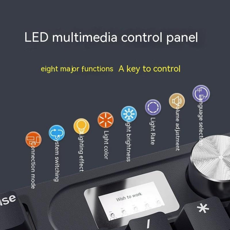 Rynx | LANGTU LT104 Mechanical Keyboard Backlight Display Flexible DIY Keyboard, Style: Wired Single Mode Silver Switch (White)