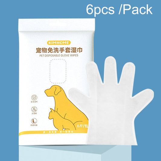 6 pieces / pack KIMHOME Pet No-Rinse Gloves Wipes Dogs Cats Bathing Deodorizing Cleaning Dry Cleaning Pet Supplies