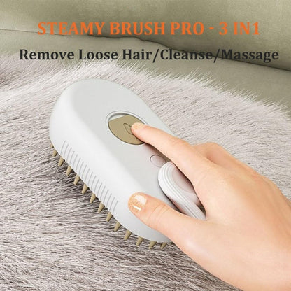 Pet Electric Spray Comb Rechargeable Cat Steam Brush Cleaning Tool (Coffee)