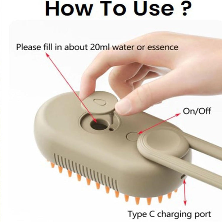 Pet Electric Spray Comb Rechargeable Cat Steam Brush Cleaning Tool (Coffee)