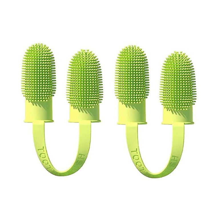 2 Piece Pet Tooth Cleaning Dual Finger Toothbrush Dogs and Cats Oral Cleaning Tools (Grass Yellow)