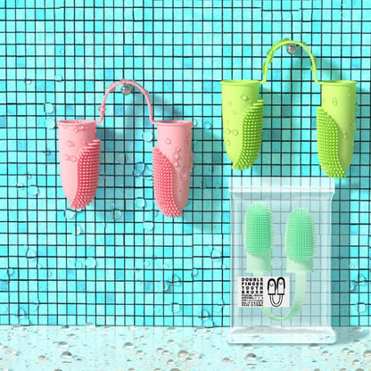 2 Piece Pet Tooth Cleaning Dual Finger Toothbrush Dogs and Cats Oral Cleaning Tools (Grass Yellow)