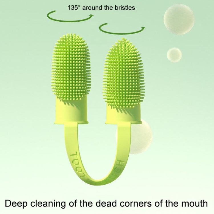 2 Piece Pet Tooth Cleaning Dual Finger Toothbrush Dogs and Cats Oral Cleaning Tools (Blue Green)