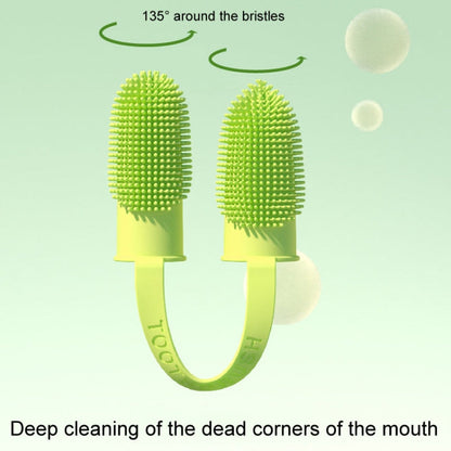 2 Piece Pet Tooth Cleaning Dual Finger Toothbrush Dogs and Cats Oral Cleaning Tools (Blue Green)