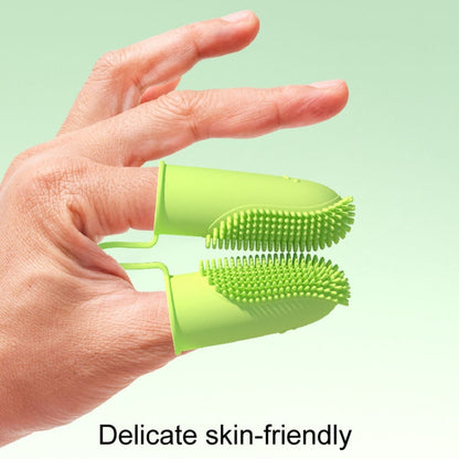 2 Piece Pet Tooth Cleaning Dual Finger Toothbrush Dogs and Cats Oral Cleaning Tools (Grass Yellow)