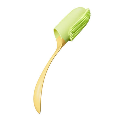 Pet Finger Toothbrush with Handle Dogs and Cats Oral Cleaning Tools (Yellow)