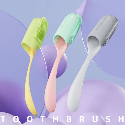 Pets Finger Toothbrush With Handle Dogs And Cats Oral Cleaning Tools (White)